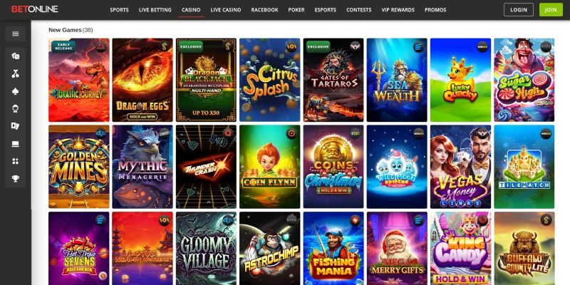 BetOnline casino and sportsbook lobby for Alabama players